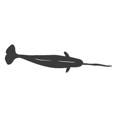 Narwhal tusk tail flipper silhouette © Vexels