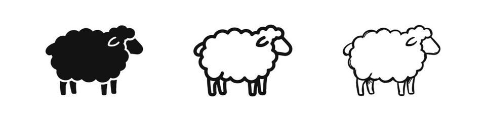 Sheep Livestock and Animal Farm Icon Set © drawing lines
