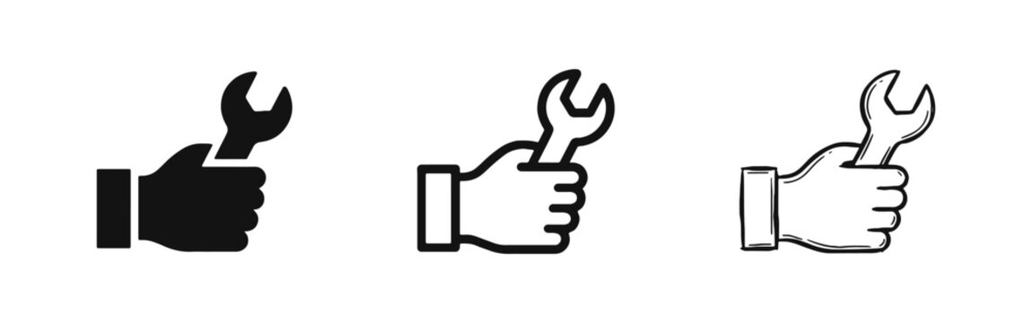 Repair Maintenance and Manual Worker Hand Icon Set