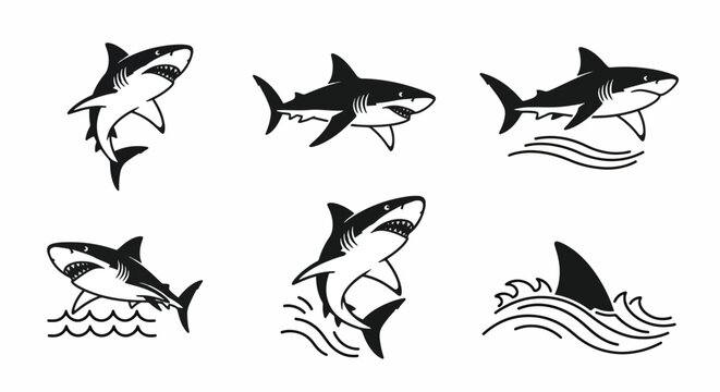 Black and white shark illustrations.
