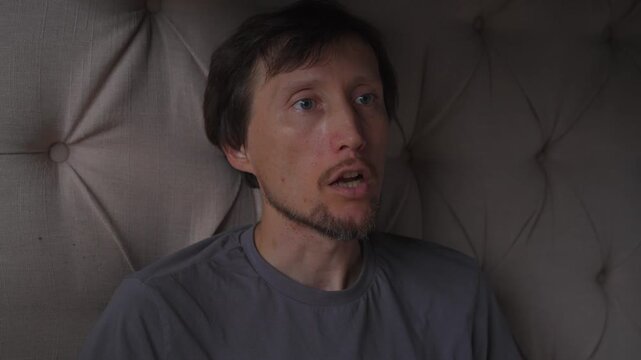 Middle aged man making clicking tongue sounds like horse hooves. High quality audio. Unique human sound imitation and playful behavior. Audio recording and creative sound concept.
