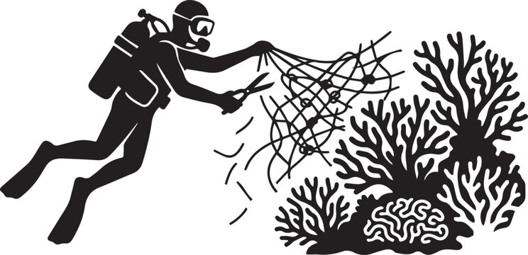 Pacific Garbage Patch Plastic Pollution Silhouettes