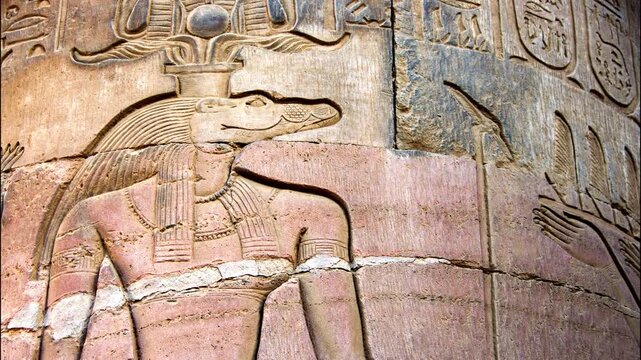 Egyptian relief of god Sobek
