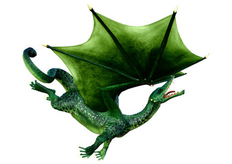 Fototapeta premium 3D Rendering Fairy Tale Dragon on White