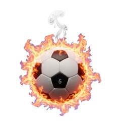 Fototapeta premium Soccer ball on fire isolated on transparent background
