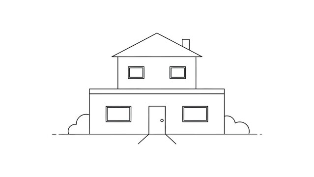 Simple two story house outline drawing.