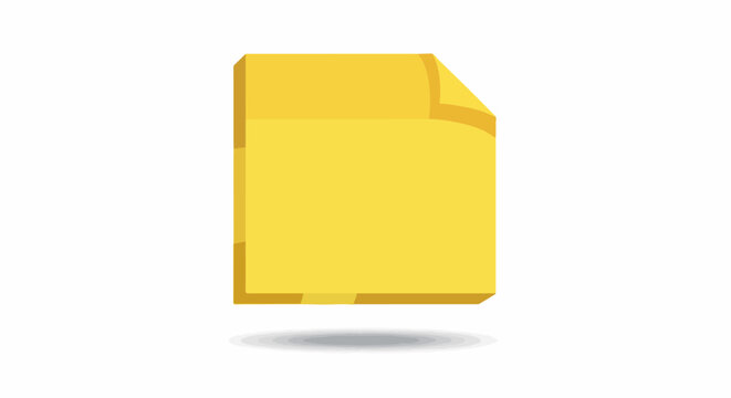 Stylized isometric yellow sticky note with subtle shadow