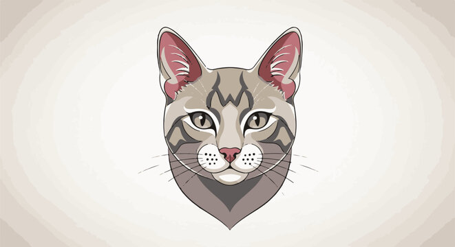 Stylized portrait of a tabby cat's face with striking eyes and whiskers