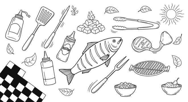 Fish seafood meal food illustration.