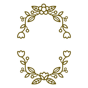 Oval floral frame stroke design