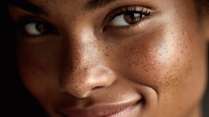 Fototapeta premium Closeup freckled face portrait