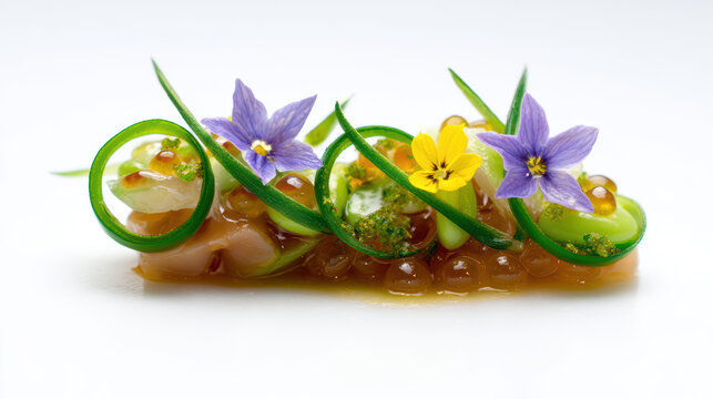monkfish liver ankimo with ponzu sphere gourmet dish