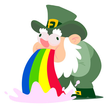 Leprechaun character throwing up