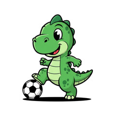 Obraz premium Dinosaur playing soccer isolated on transparent background