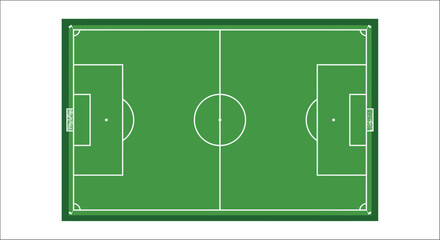 Aerial view of a soccer field green turf and white markings ©  vectors studio