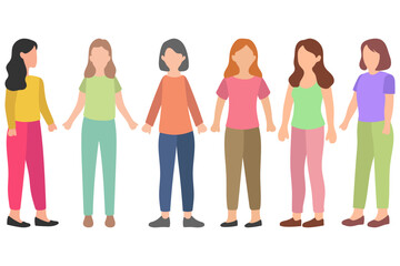 Fototapeta premium Diverse Group of Women Standing Together Illustration