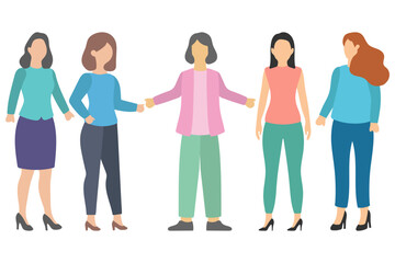 Fototapeta premium Group of Career Working Woman Standing and Talking Together Illustration