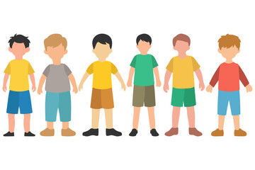 Fototapeta premium Group of Diverse Boys Standing Together Illustration