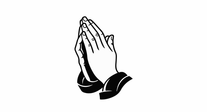 A graphic illustration of two hands pressed together in prayer