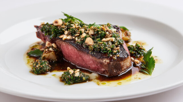 miso roasted celeriac steak with hazelnuts