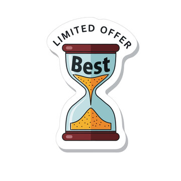 Limited Offer Best Time Sale Concept Icon of an Hourglass with Sand Flowing Down, Representing Urgency and Exclusivity