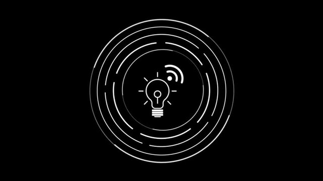 Animated digital bulb creativity innovation through fusion of brain inside glowing light form. illustrating ideas, solutions, smart thinking, intellectual power, AI visuals, learning process scenes.

