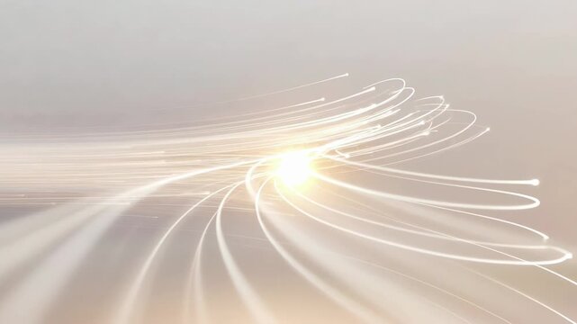 Light motion streaks in abstract style over soft neutral background, concept of speed and energy movement innovation