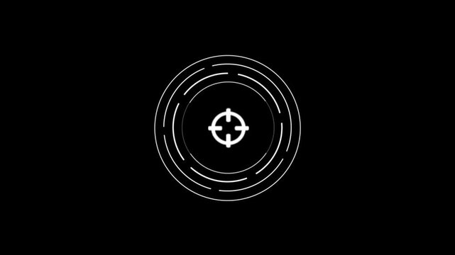 Scanning moving target shape with alpha channel, Target, Aim, Goal icons.Business target concept. Military training, Military target icon animation on black background. target audience.
