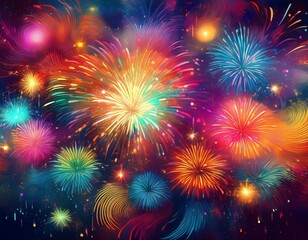 Fototapeta premium abstract colorful bright fireworks background for celebrate