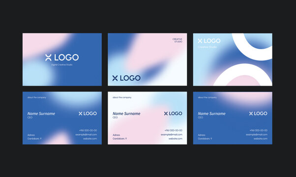 Business Card Template Set Editable & Print Ready. Clean and minimal layout with fully editable colors, text and gradient elements. Designed in print-ready format. Size 85*55 mm