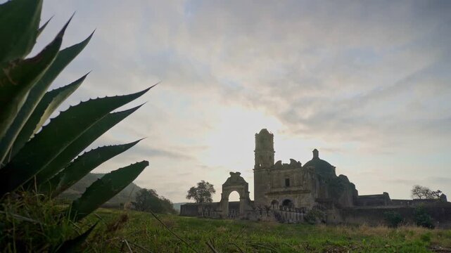 Ex hacienda Caxcantla ruins landscape in puebla mexico