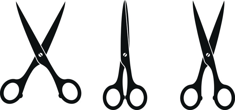 Black scissor icons in open and closed positions for tailoring and craft design.