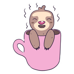 Obraz premium Cute sloth mug animal cartoon