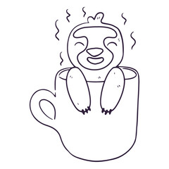 Obraz premium Cute sloth mug stroke cartoon