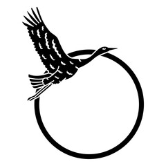 Obraz premium Elegant crane silhouette with circular design