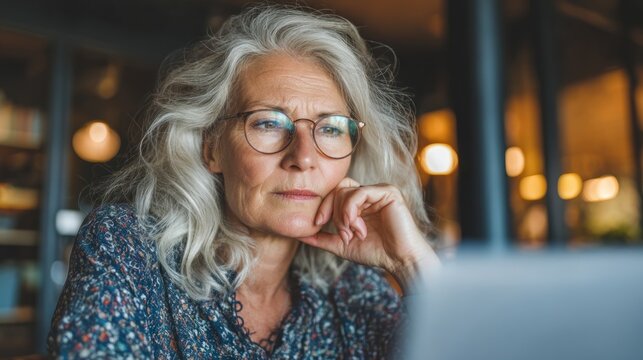 Senior woman looking at laptop