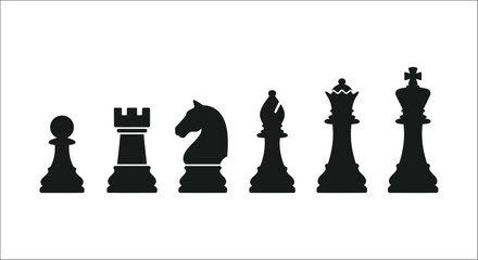 Chess pieces silhouette on white background black chessmen set ©  vectors studio