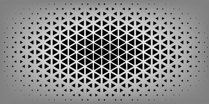 Abstract monochrome background featuring a black and white triangle halftone pattern vector illustration.