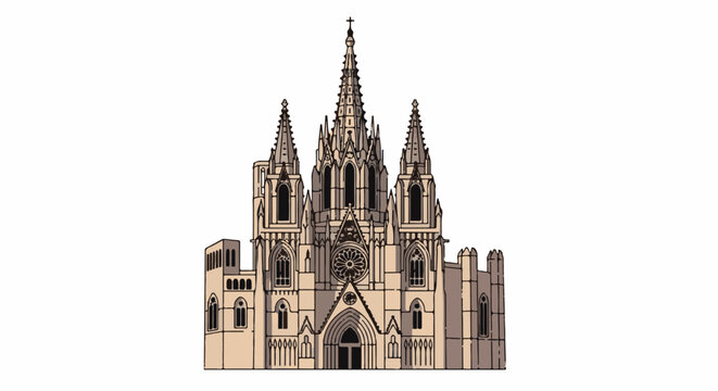 Ornate Gothic cathedral with spires, rose window, and arched entryways