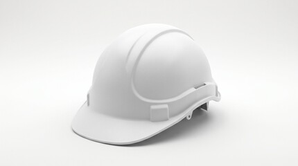 Fototapeta premium White electrical safety helmet isolated on white background, designed with insulation for protection in electrical work environments.
