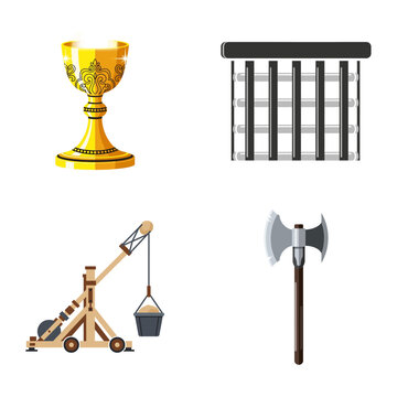 Set of Medieval Fantasy Vector Icons for Game Design and Illustration