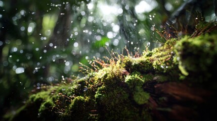 Naklejka premium Rainforest moss closeup