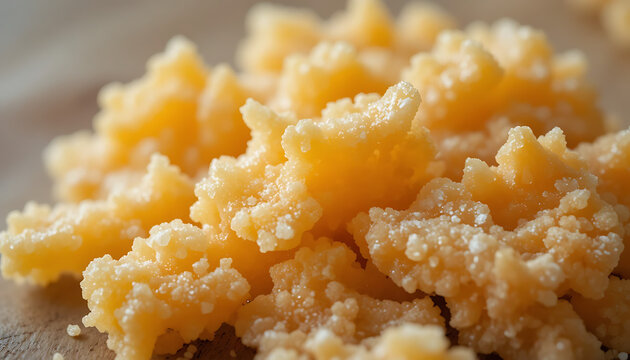 Macro View of Golden Crystalline Cannabis Crumble Concentrate