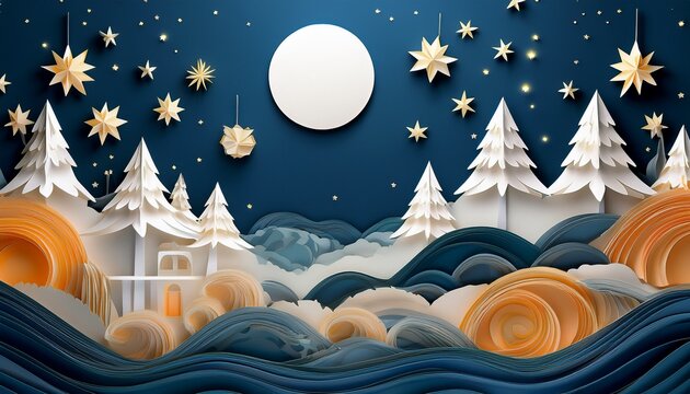 sweet dream and good night concept background space adventure paper art good night card space for your text