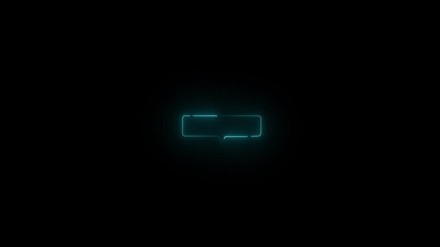 Sky neon Speech Bubble Frame on Black Background chat bubble message box. 4k video animation.