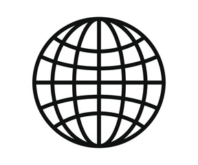 Obraz premium Simple black outline globe on white background in flat design