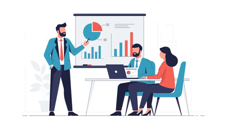 Fototapeta premium Business Meeting: Presentation with Charts and Data Analysis