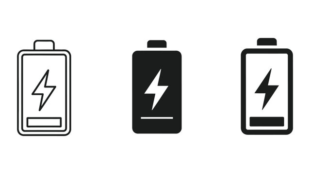 Battery level icons with different charge statuses
