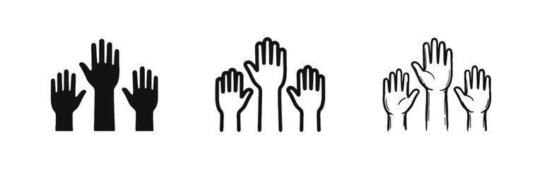 Obraz premium Teamwork and Participation Icon Set with Raised Hands