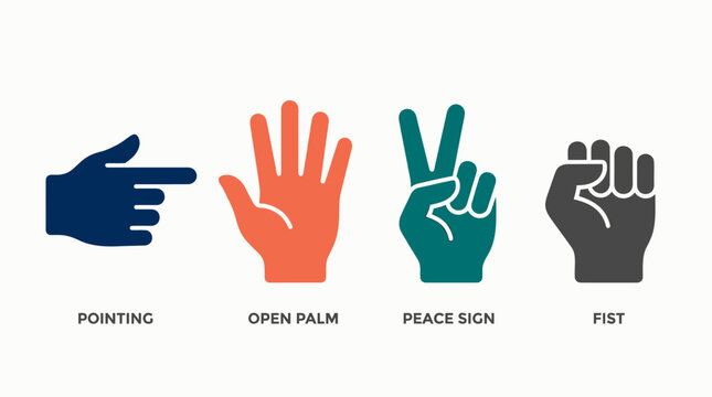 Hands making different gestures.